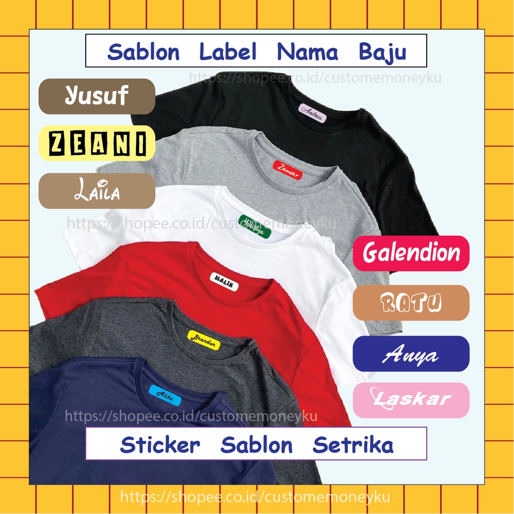 LABEL NAMA SERAGAM ANAK BAJU SEKOLAH CUSTOM SABLON SETRIKA STIKER NAME TAG LAUNDRY PESANTREN