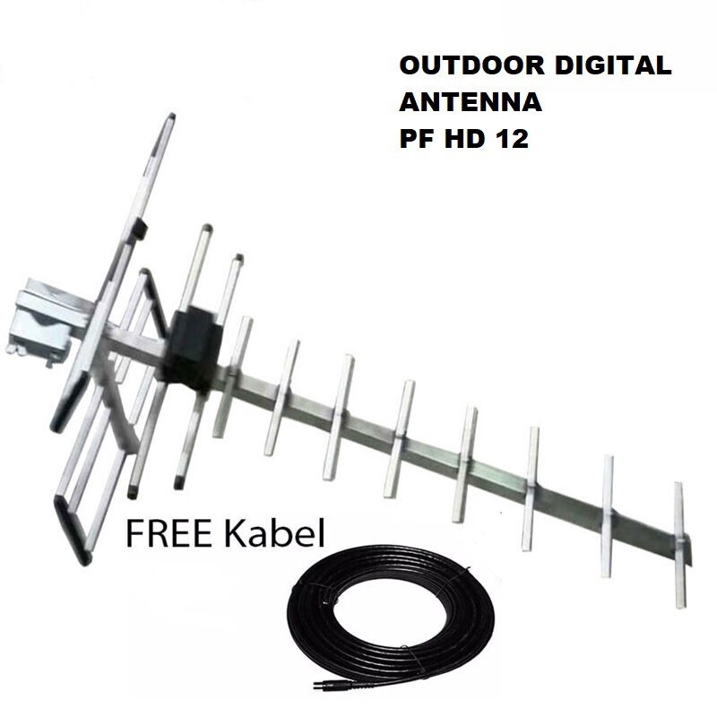 PF Antenna Digital Outdoor Luar Ruangan HD / HDU 12 Free Kabel 10 Meter