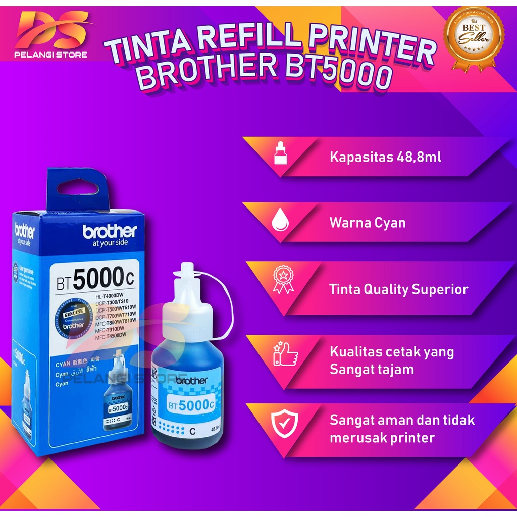 1 SET 4 PCS Tinta Brother BTD60BK BT5000 Tinta Printer DCP T310 DCP T510W DCP T710W DCP T810W MFC T910DW MFC T4500DW