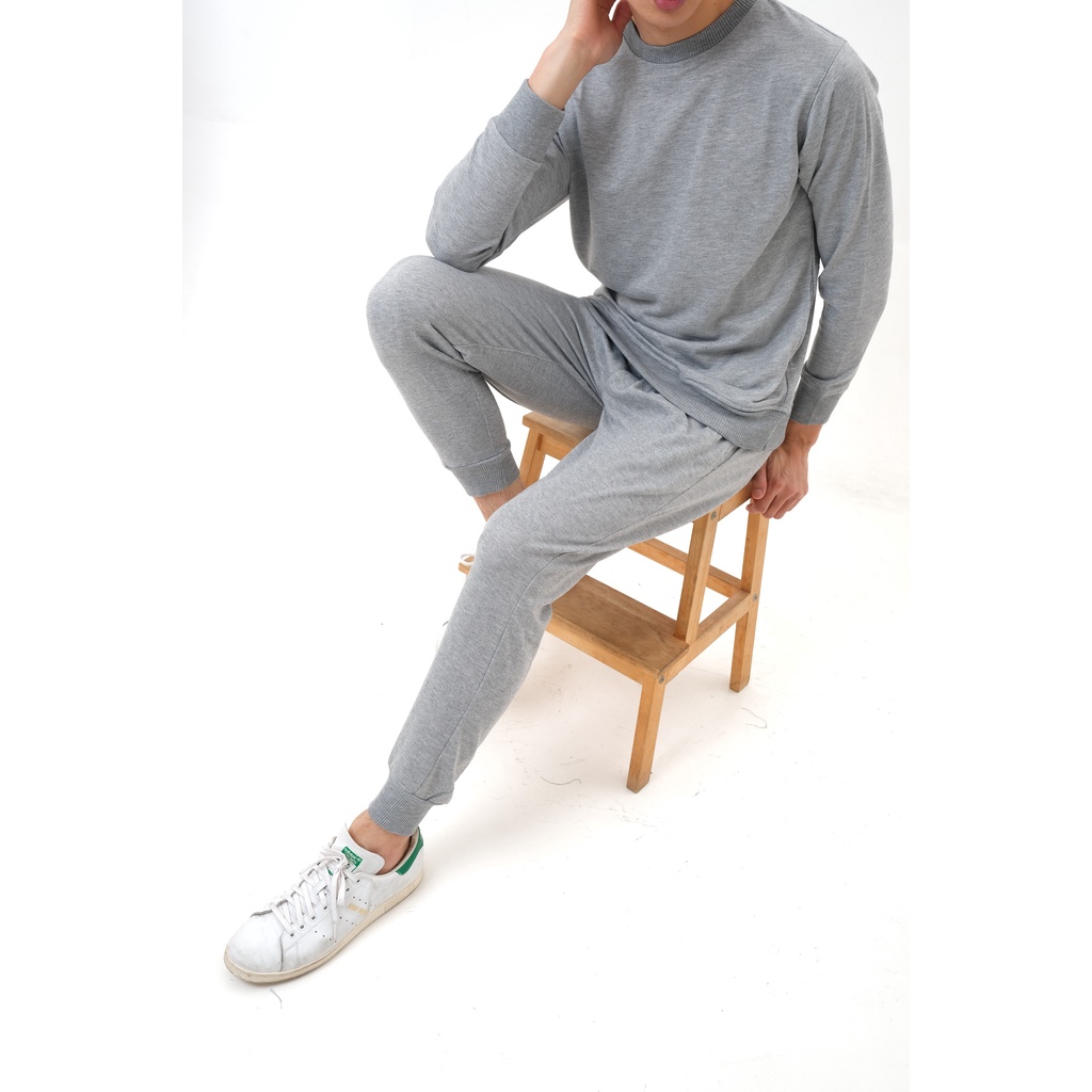 SANVANINA OneSet Sweater Jogger Pants Light Grey | One set Sweater | Setelan Sweater Abu Muda DD-01B