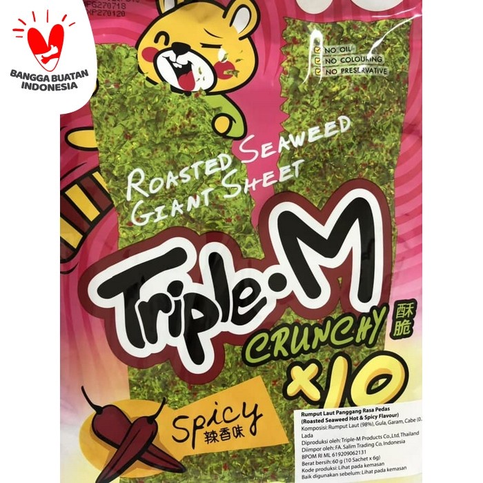 

⭐BISA COD⭐ Triple M roasted seaweed - snack seaweed - makanan ringan - Spicy