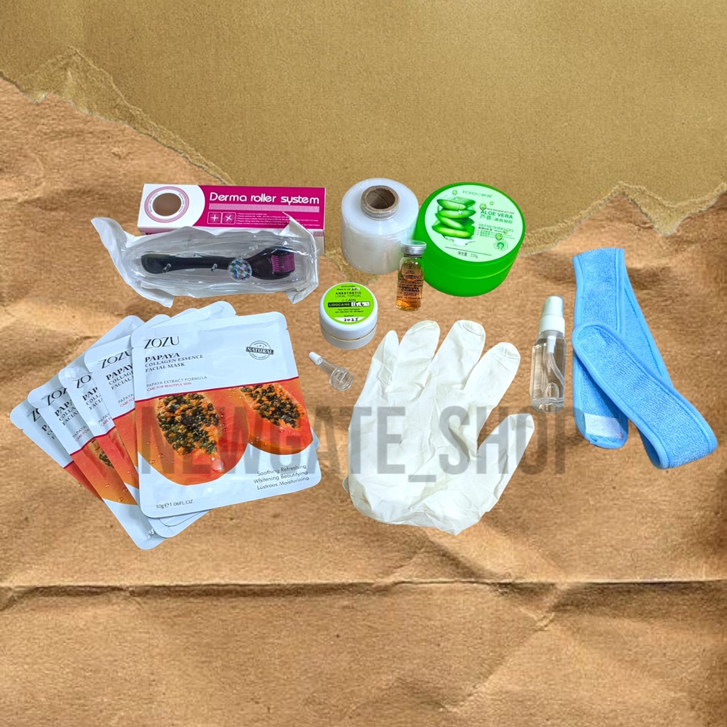 Dermaroller derma roller paket lengkap dermaroller penghilang bopeng, bekas jerawat pori pori besar