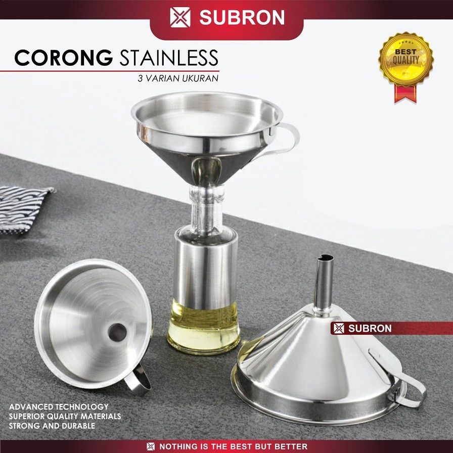 Corong Stainless Gagang Serbaguna Tuang Minyak Garam Kecap Jus - SUBRON