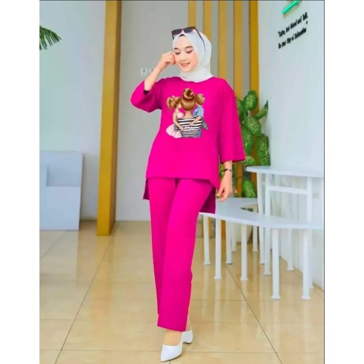 ONESET WANITA MOM XL STELAN TUNIK OVERSIZE
