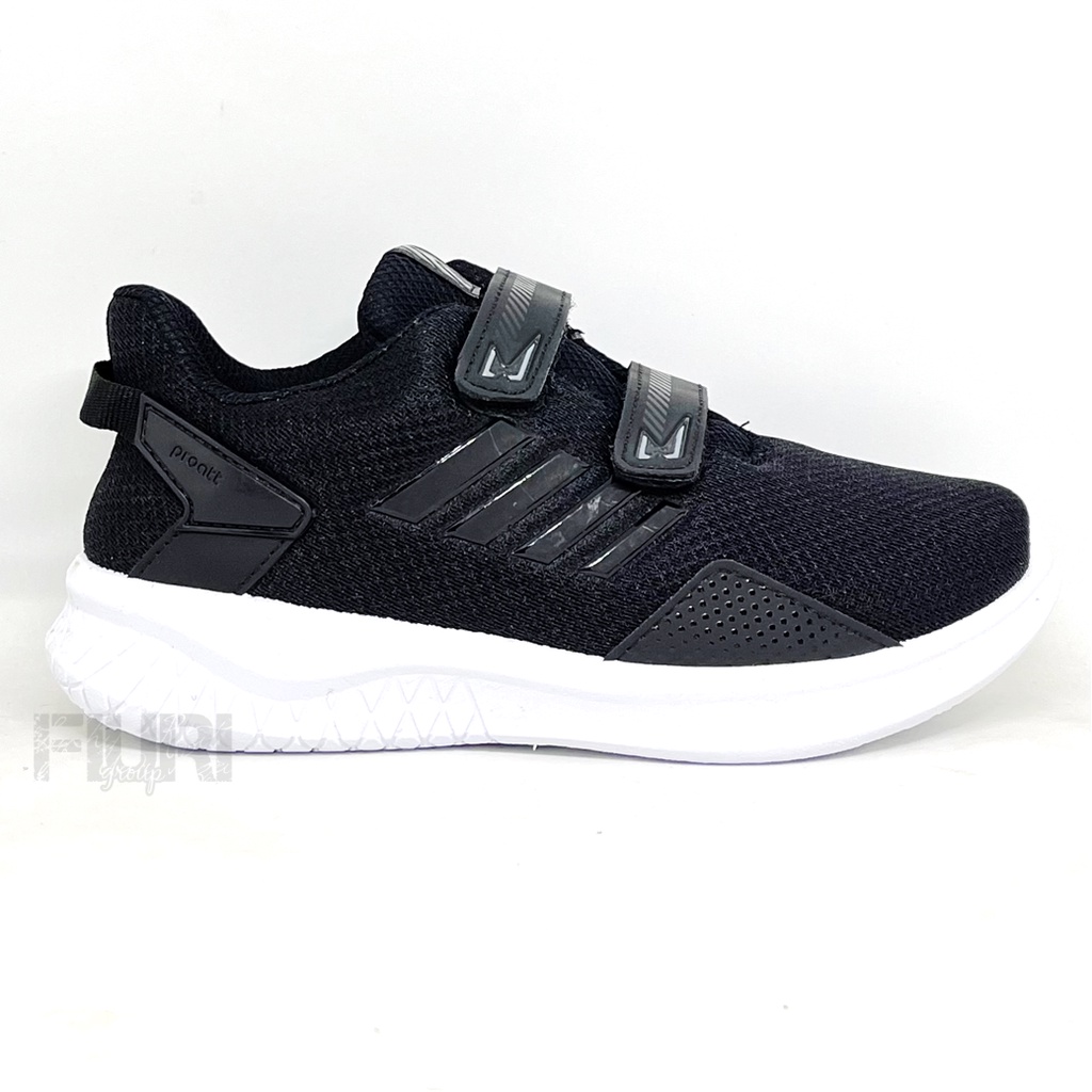 FIURI - Pro ATT - PI 600 PEREKAT 35-38 HITAM PUTIH - Sepatu Kets Anak Laki-Laki - Sepatu Sneakers Anak - Sepatu Olahraga Sport Anak Balita Cowok Perekat - Sepatu Casual PEREKAT Magnet Anak Kecil - Sepatu Sekolah Hitam Anak Laki-Laki PAUD TK SD Murah