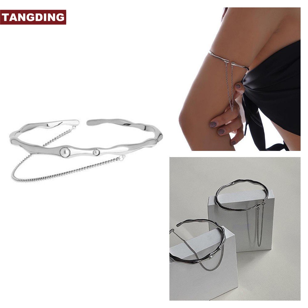 [COD Tangding]simple Y2K Mutiara Rumbai Ban Lengan Adjustable Gelang Keren Kepribadian Gadis Bangles Perhiasan