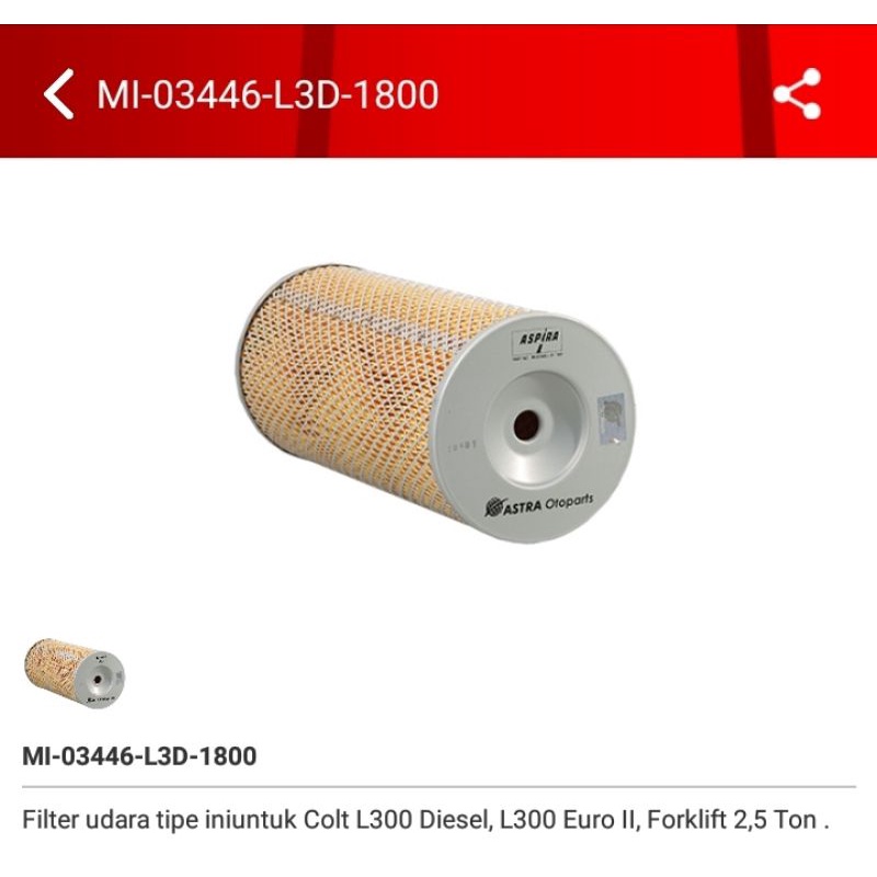 FILTER UDARA ASPIRA L300 DIESEL