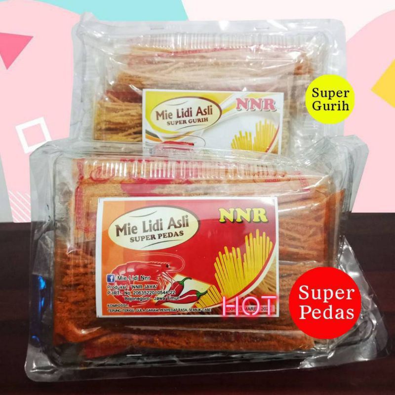 

Mie Lidi Asli Super Pedas Kemasan Mika isi 10