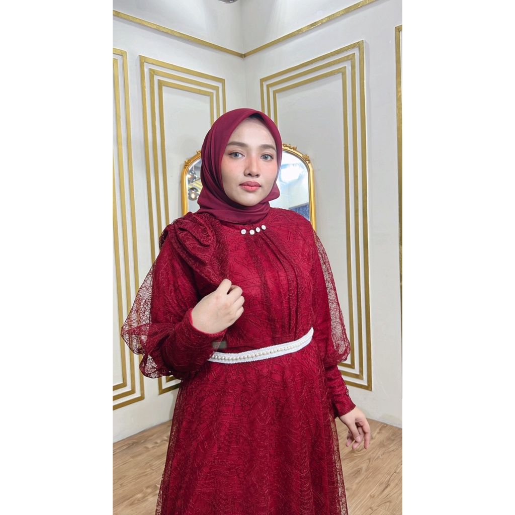 Aurelia Dress | Gamis Pesta | Gamis Kondangan | Gamis Brukat | Gamis Tile | Gamis Mewah | Maxi Dress