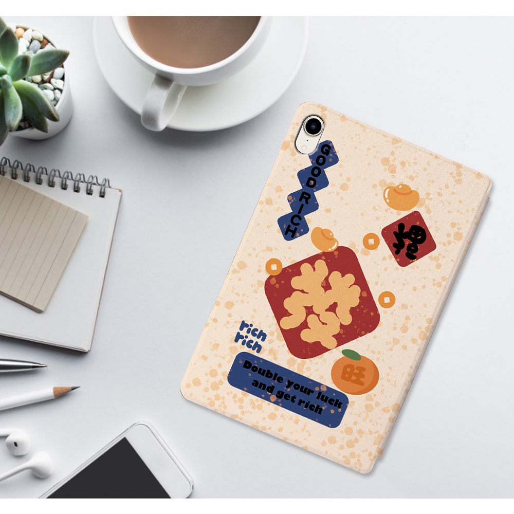 Untuk iPad Mini6 (2021) 8.3 &quot;A2568 6th 5th Gen iPad Mini5 4 3 2 1 7.9&quot; Tablet Case Fashion NewYear Festival Pola Kelinci Lucu Flip Stand Casing PU Leather Cover Pelindung