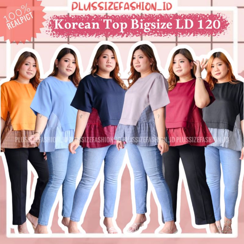 BLOUSE KOREA JUMBO LD 120 XXL LENGAN PENDEK ATASAN WANITA BIG PLUS SIZE BLUS OVERSIZE UKURAN BESAR