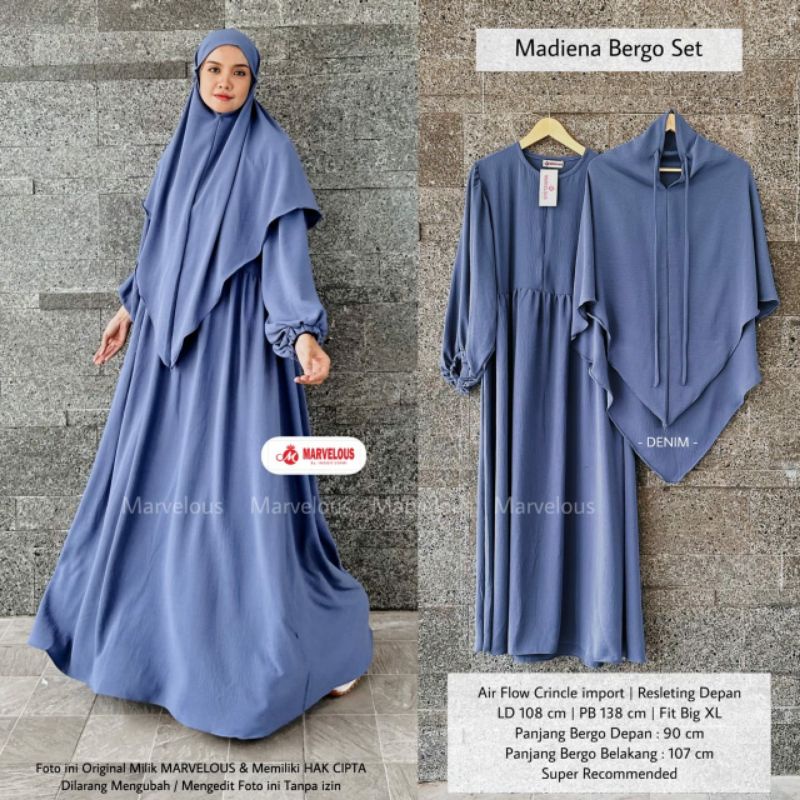 MADIENA BERGO SET ORI MARVELOUS | Dress+Jilbab | Airflow import Busui