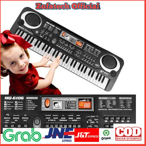 Digital Electronic Keyboard 61 Keys - MQ-6106 - Black