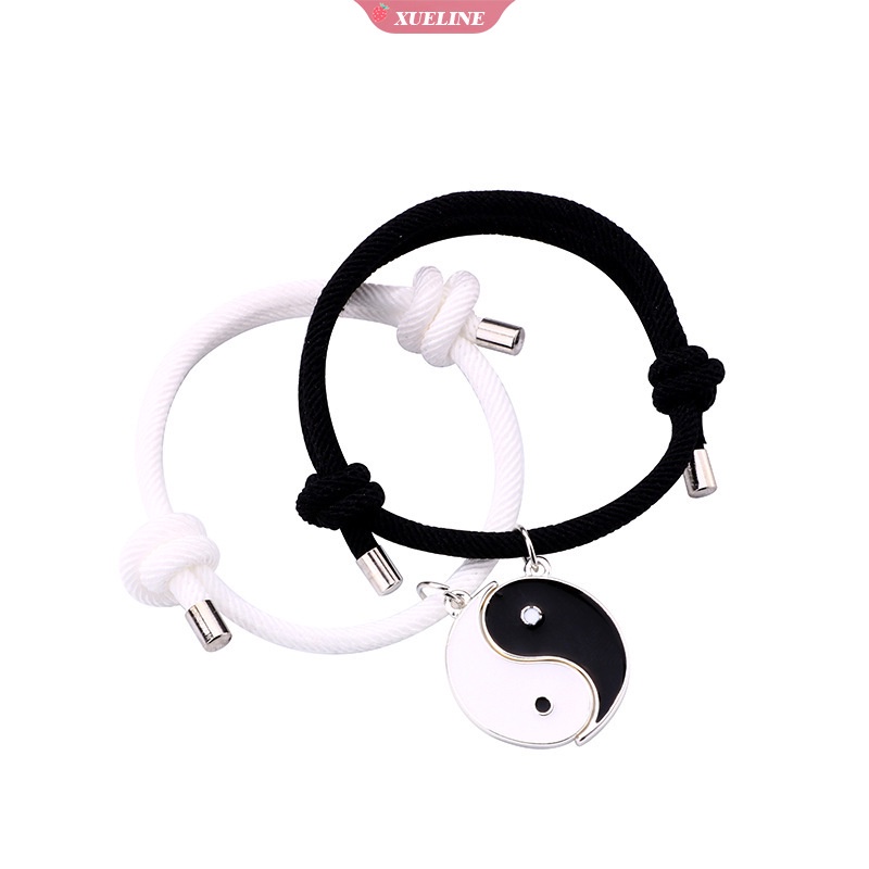 2pcs/set Gelang Pasangan Yin Yang Taiji Cina set Pria Wanita Jarak Hitam Dan Putih Berbentuk Hati magnet Atraksi Perhiasan Hadiah [ZXL]