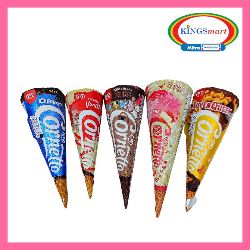 Jual es krim Walls cone chocolate oreo strawberry rose