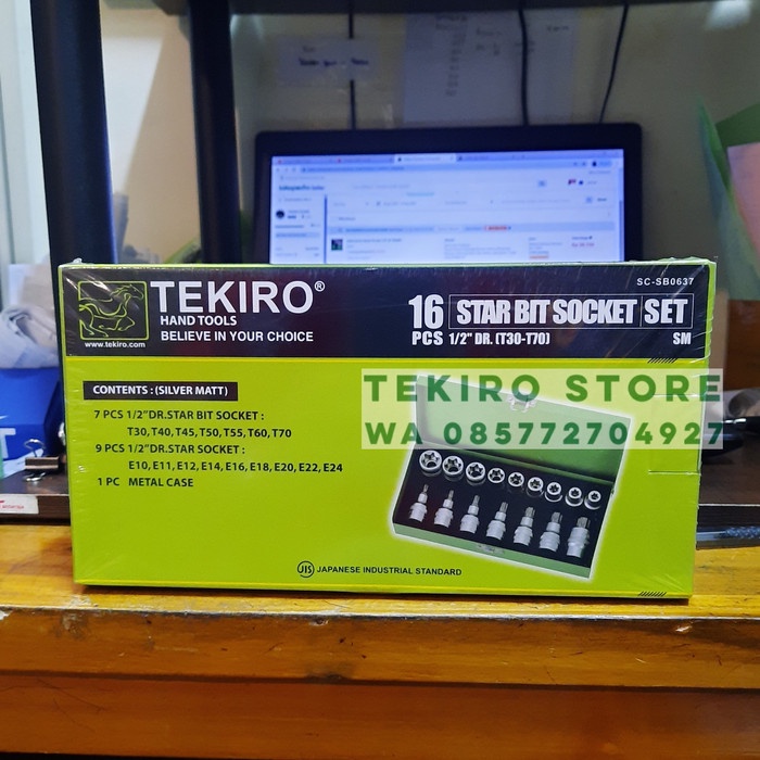 mata kunci shock L bintang set 16 pcs Tekiro 1/2" Dr