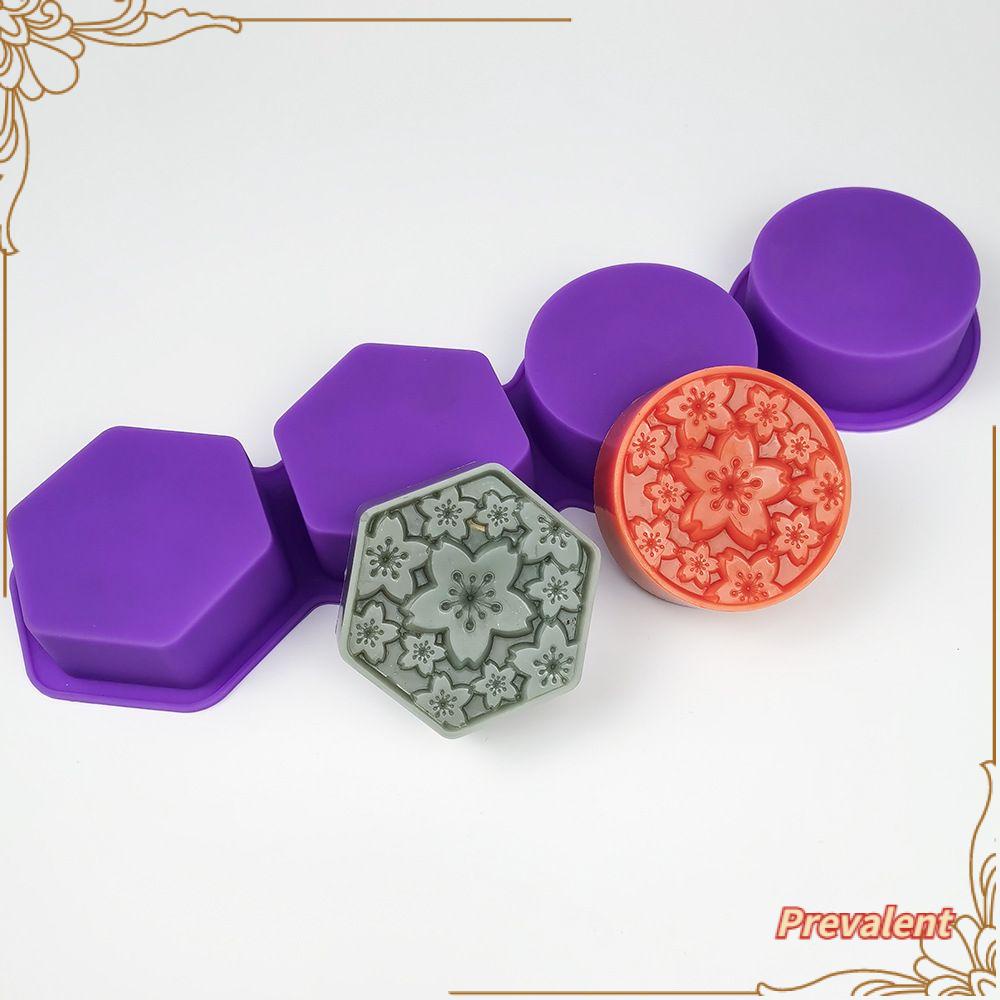 Preva Cetakan Sabun Silikon Multi-Fungsi Bentuk Bunga 3D DIY Craft Vintage Round Mold 4rongga Perlengkapan Sabun