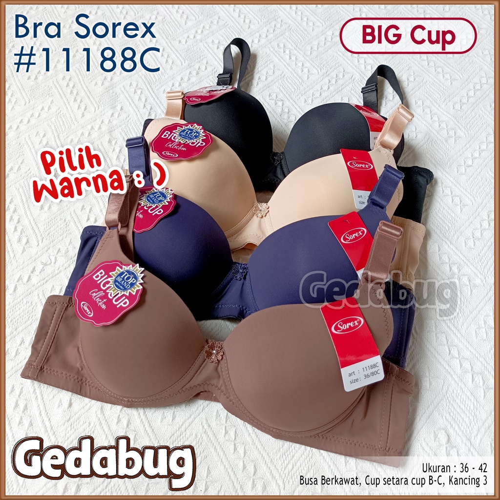 Sorex Bra 11188C  Big Size | Bra Busa Berkawat Cup setara Cup C Kait 3 Sorex 11188 | Gedabug