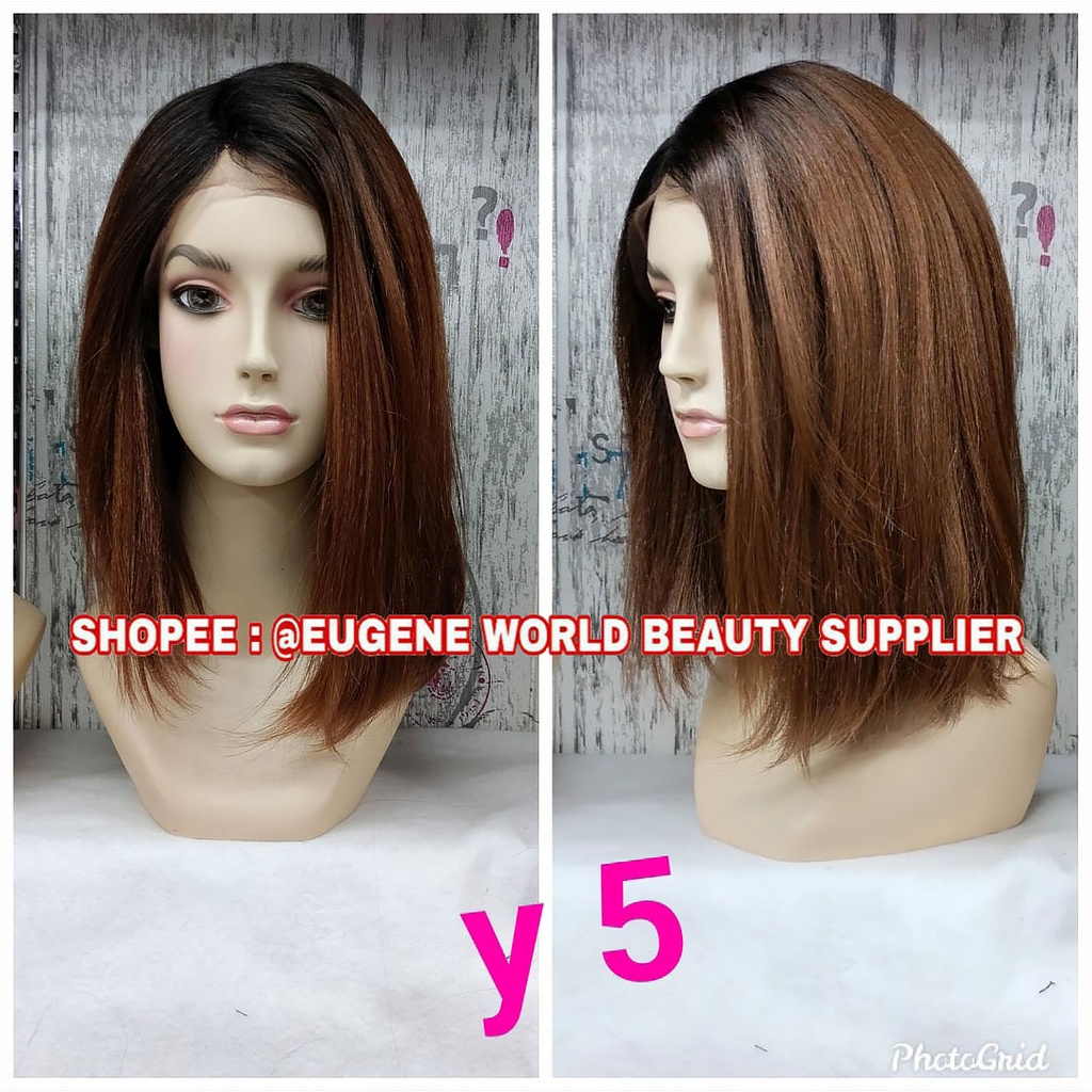 FRONT LACE WIG LACE FULL WIG WANITA PENDEK LURUS MODEL STYLE BOB TEBAL MENGEMBANG OMBRE GRADASI COKL