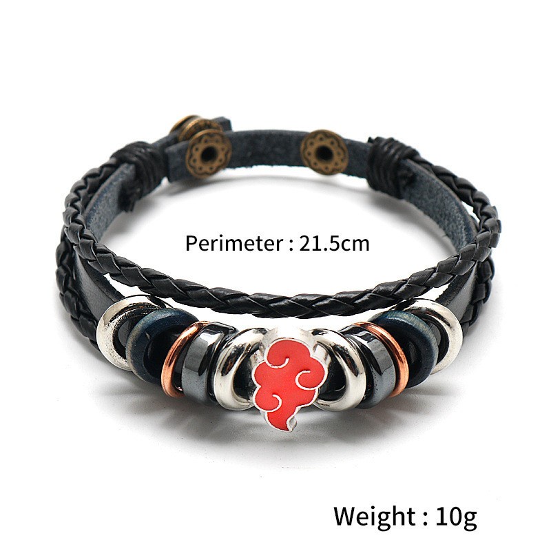 [Z H Jewelry] Fashion Pria Naruto Kulit Gelang Stainless Steel/Aksesoris Perhiasan Pesta 18.5CM~21.5CM