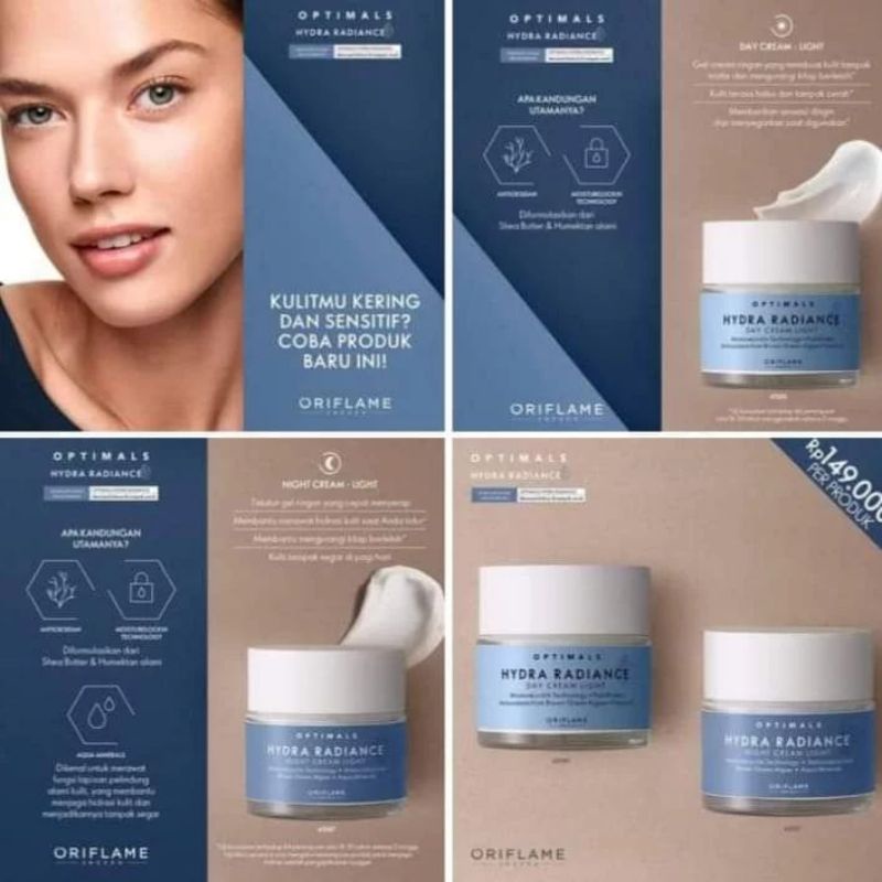 NEW Optimals Hydra Radiance Day Cream Light/Night Cream Light/Eye Cream/Serum