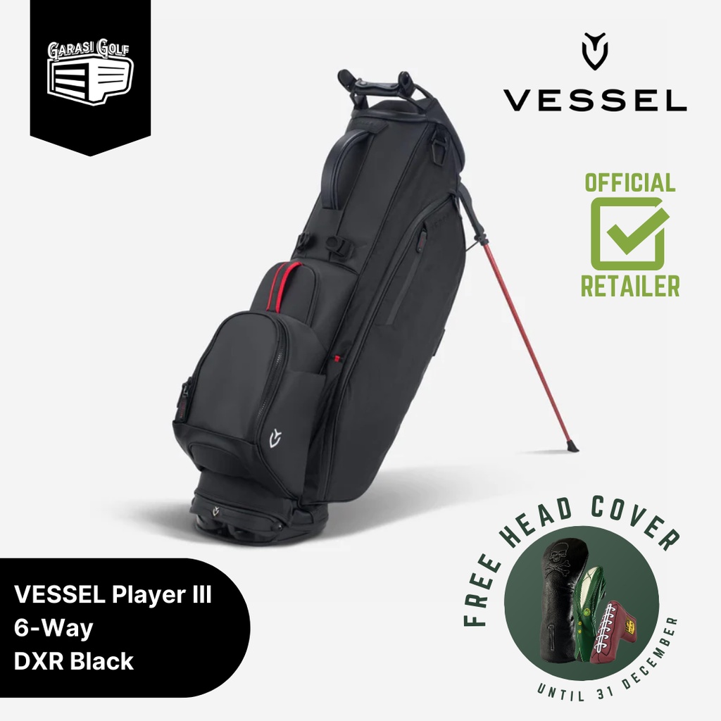 VESSEL Player III 6-Way Stand Bag Golf DXR Black - Tas Stik Original