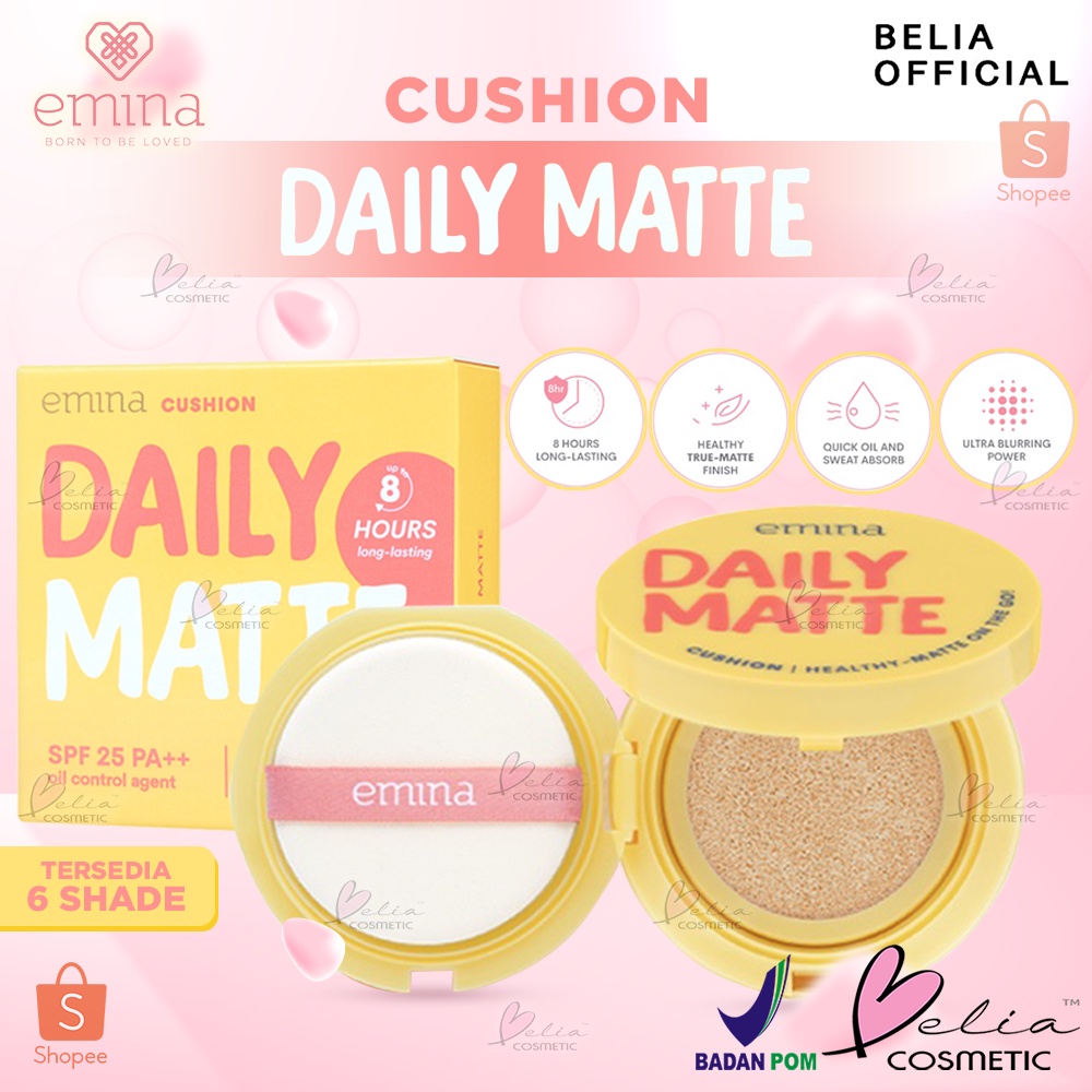 ❤ BELIA ❤ EMINA Daily Matte Cushion 15g | Cushion SPF 25 PA++ | Oil Control Agent | BB Cream | Bedak  | Foundation | BPOM