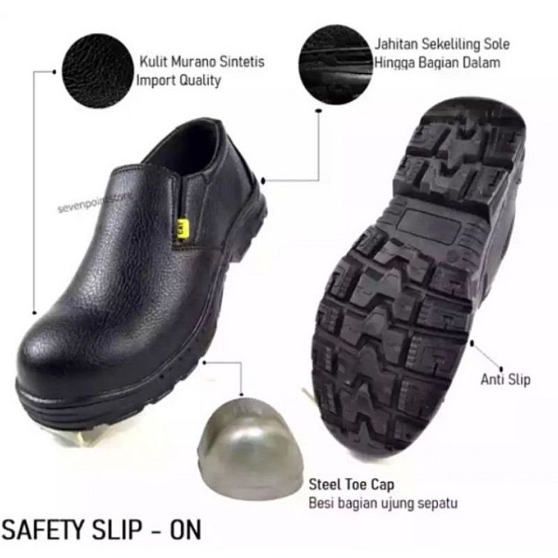 Sepatu Sapety Slip On ujung Besi Sepatu Kerja Proyek safety pria