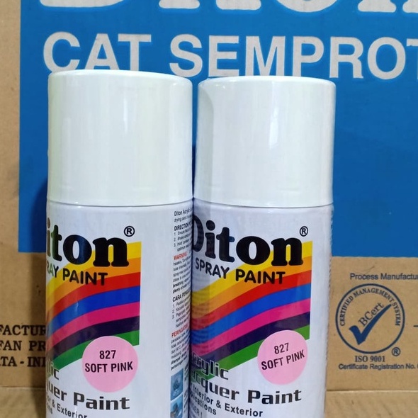 Pilox Pilok Cat Semprot DITON Spray Paint Acrylic Lacquer Paint SOLID COLOURS 300cc - 827 SOFT PINK / MERAH MUDA (300ml)