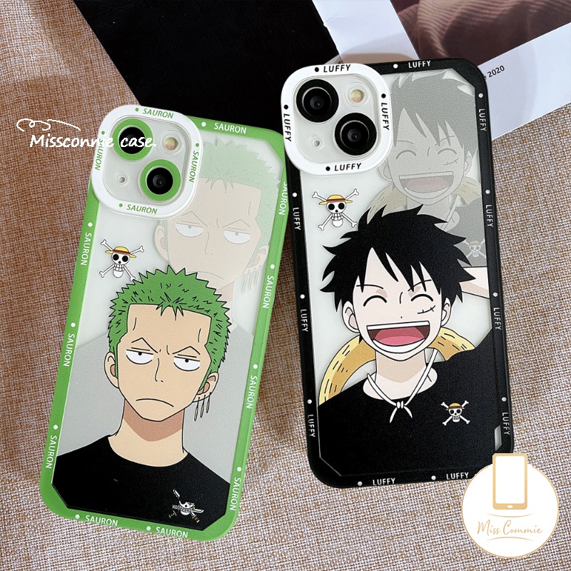 Casing Shockproof Kompatibel Untuk iPhone 7Plus 8Plus 11 14 13 12 Pro Max XR X XS Max 6 6s 8 7 Plus SE 2020 Kartun Anime One Piece Luffy Zoro Soft TPU Angel Eyes Cover