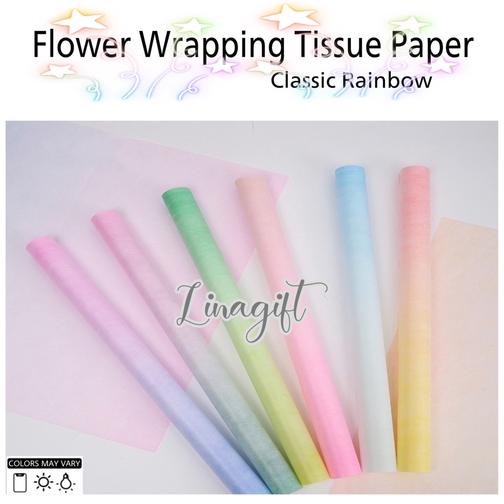 ( 5 Lembar ) CLASSIC RAINBOW - FLOWER WRAPPING TISSUE PAPER / KERTAS TISU / BUKET BUNGA / KERTAS BUNGA