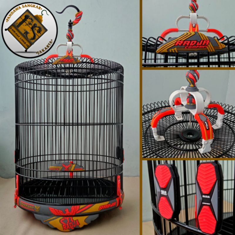 SANGKAR/KANDANG MURAI RADJA 3D CARBON RED GOLD HITAM