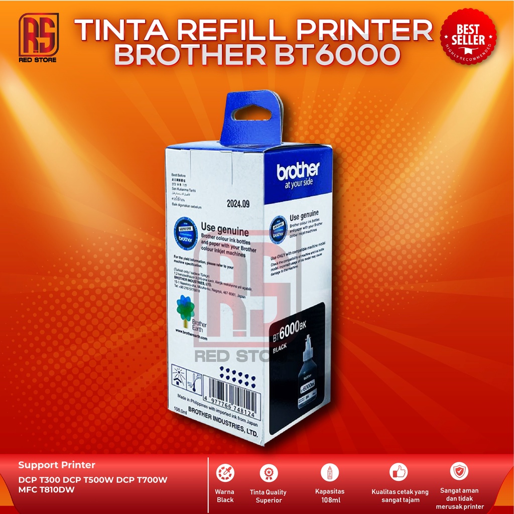 Tinta Brother BT6000 BK For Printer DCP T310 T510W