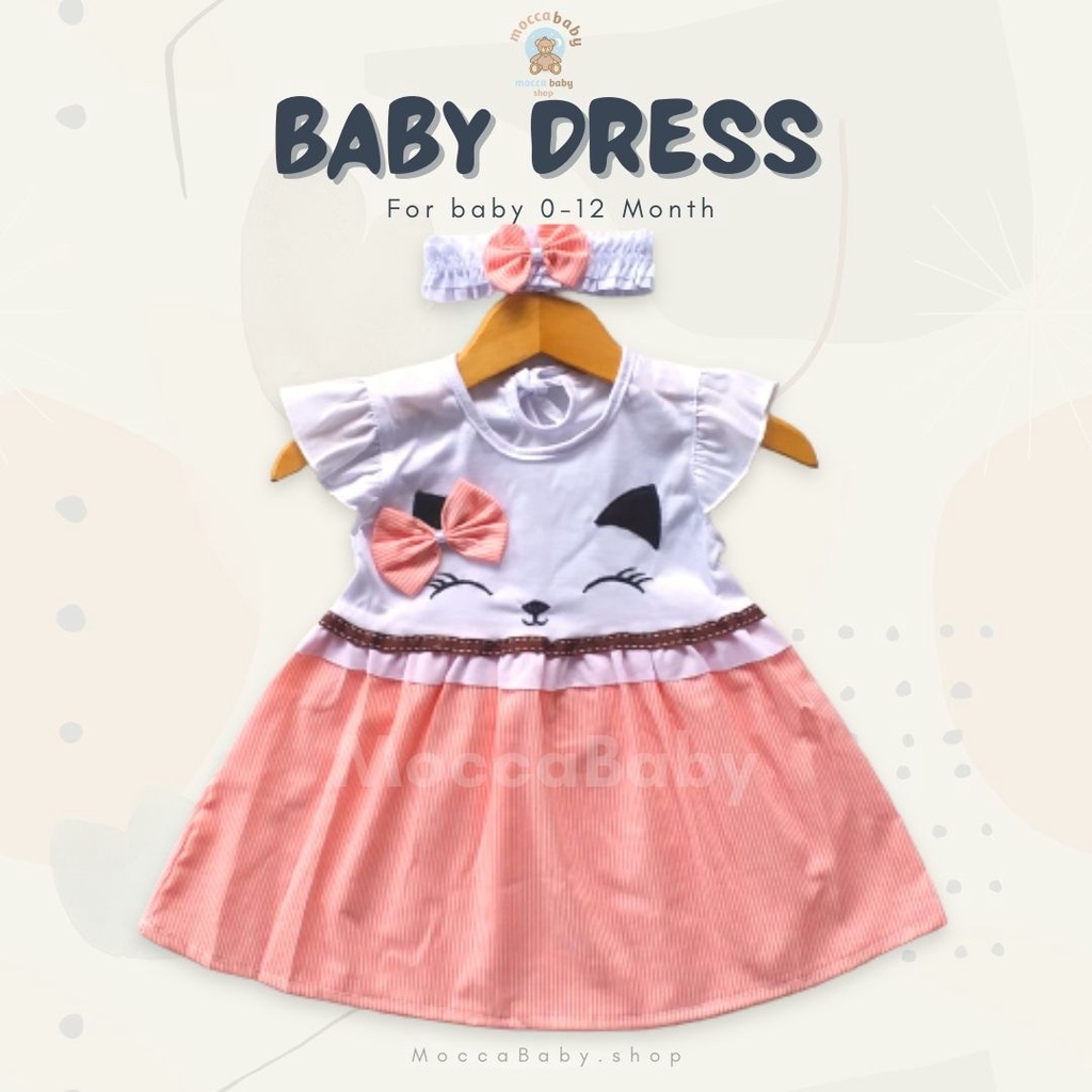 MBSS - (EXCLUSIVE ON MOCCABABY ) Dress Bayi Motif Animal Lucu Baju Bayi Perempuan / QIU2 SLEEPY CAT