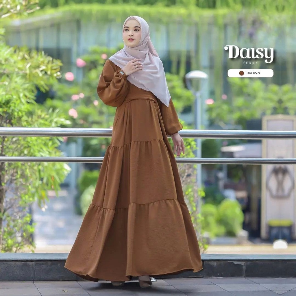 Baju Gamis Wanita Dewasa Polos Busui Daisy Dress Bahan Crinkle Premium LD 110Cm Fit To XL Jumbo / Fashion Muslim Wanita Kekinian