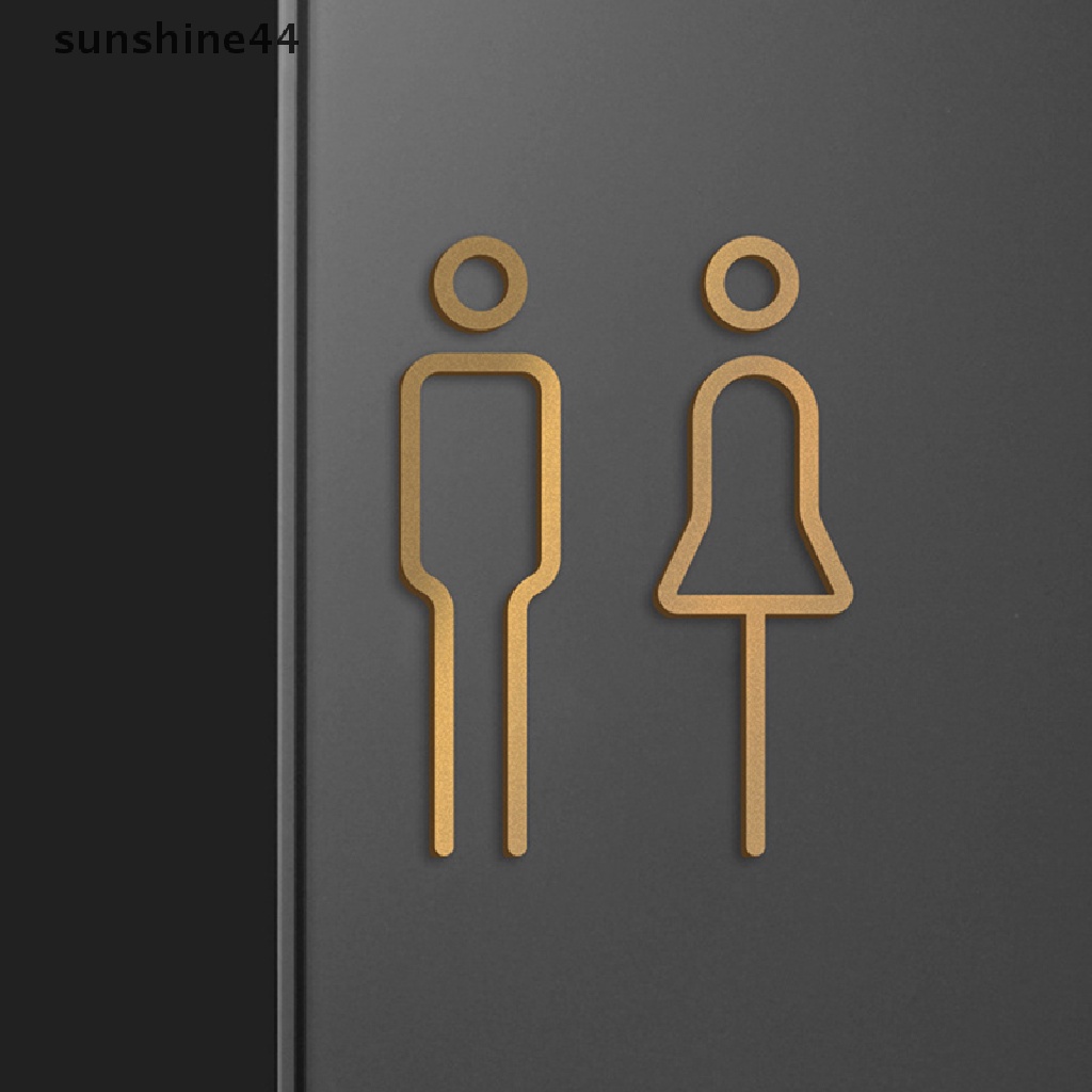 Sunshine Warna Hitam Emas Toilet Sign Plate Kuningan Cuci Pintu Kamar Dinding Label Stiker Wc Holder Signage Board.