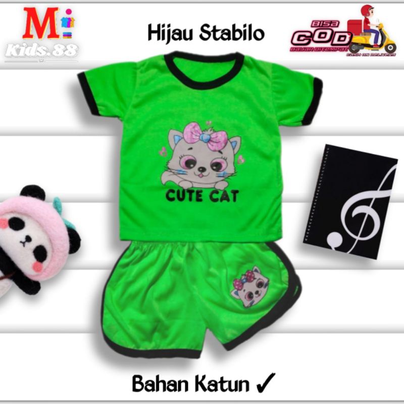 Setelan Playset Cupa Cup Baju Anak CUTE CAT/Set Anak Balita/Setelan Anak Unisex Buat Usia 0-4 tahun