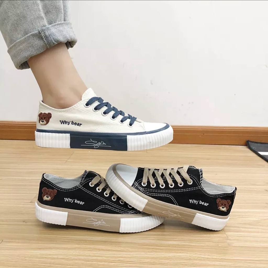[LOKAL] Fashion Fair - SEPATU CHINO SNEAKERS KOREA WANITA TEDDY BEAR LUCU 01