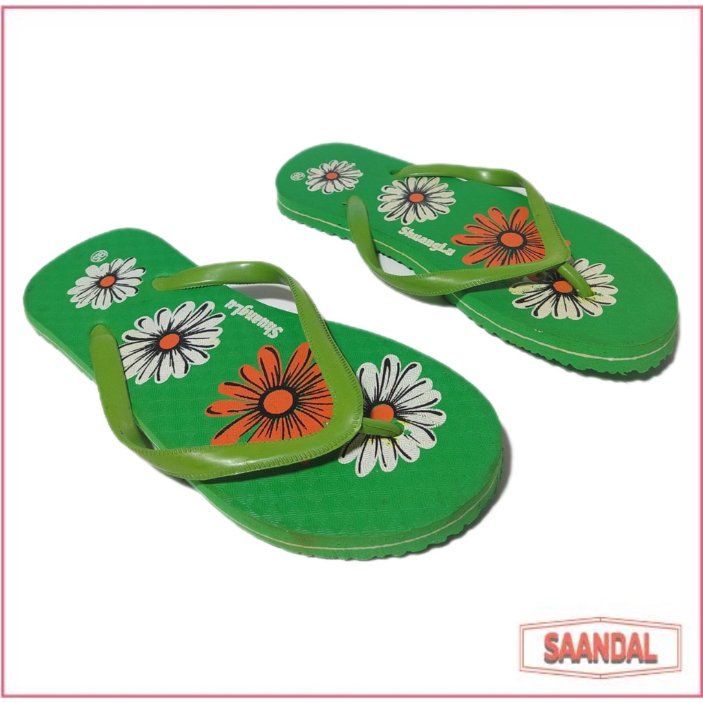 Sandal Jepit Anak ShuangLu Floral Wanita Perempuan Karet Tebal Ekonomis(BISA SATUAN COD)