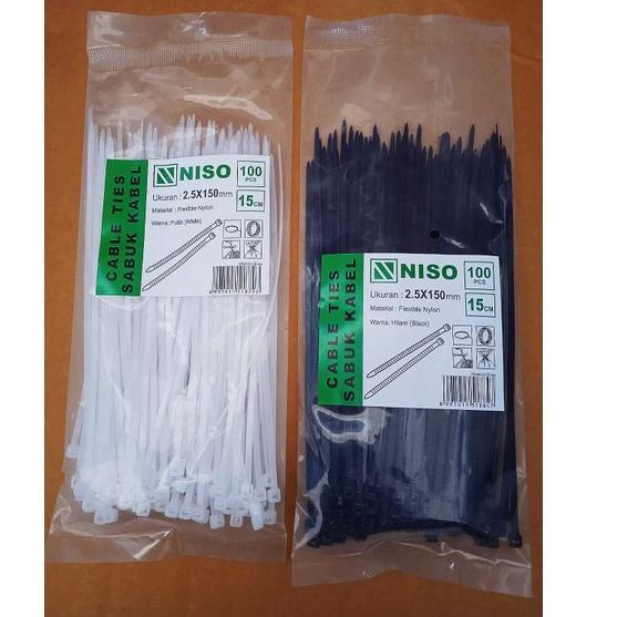 

░ Kabel Ties Cable Tie NISO 2.5x150mm 15cm 100pc Kualitas Bagus ㅲ