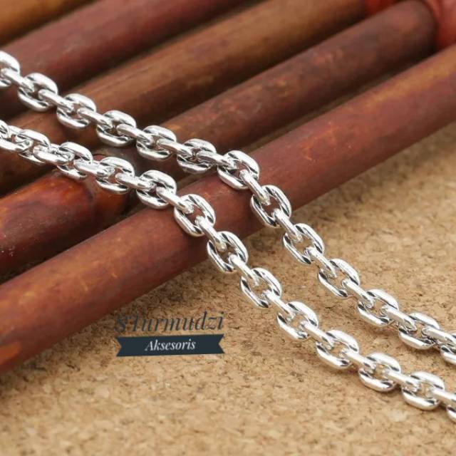 Kalung Titanium - Kalung Rantai Kapal - Kalung Silver Titanium