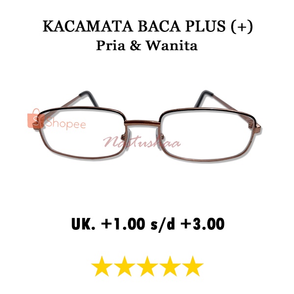 Kacamata Baca Rabun Dekat +1.00 s/d +3.00 Untuk Pria Wanita Unisex Bingkai Besi Gold FREECASE