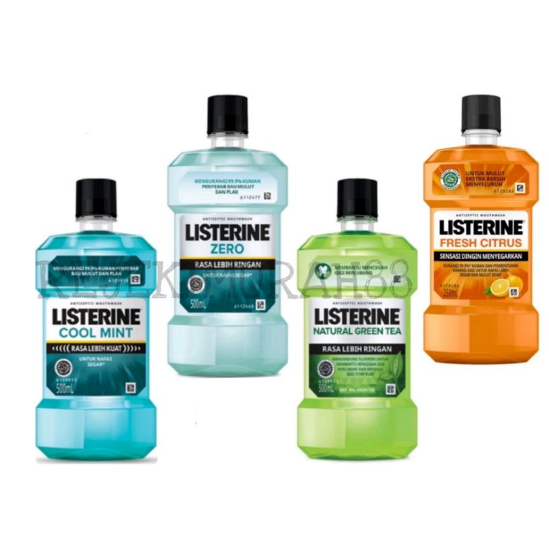 Listerine Cool Mint/Green Tea/Zero Antiseptic Mouthwash / Obat Kumur Antiseptik - 500ml dan 250ML Mouthwash / Obat Kumur Antiseptik