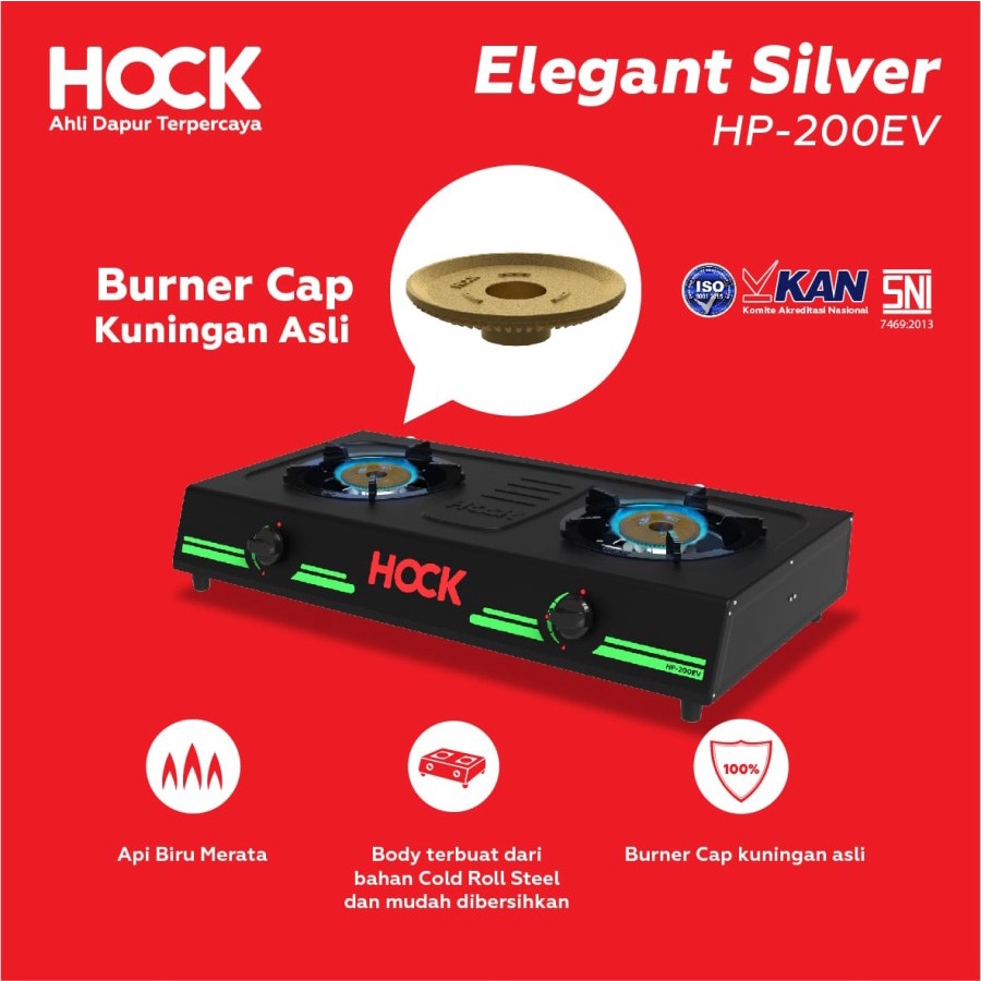 Hock HP200EV Kompor Gas 2 Tungku Dengan Model Yang Elegant
