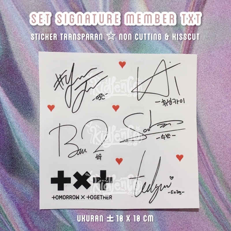 set sticker tanda tangan txt member ♡ stiker txt transparan cutting kiss cut kisscut ♡ yeonjun soobin beomgyu taehyun hueningkai