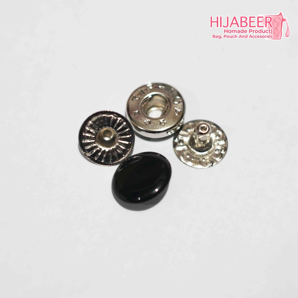 Kancing Jepret / Snap Button Hitam 12mm /10 Pcs