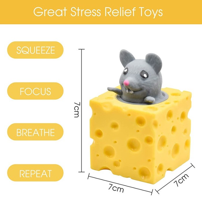 Cheese Mouse POP-UP Squirrel Stress Relief SiliconeSqueeze Mainan Anak upai Tikus Sensory Toys for kids