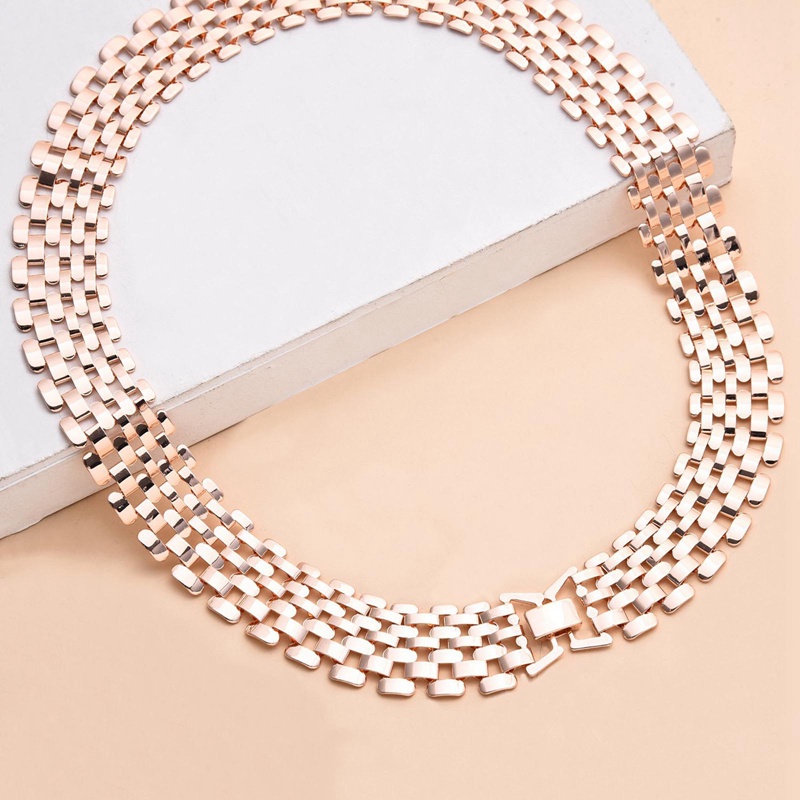 Fancyqube Punk Hip Hop Chunky Hollow Out Rantai Kalung Warna Silver Dikaitkan Chokers Lebar Kalung Untuk Wanita Statement Jewelry