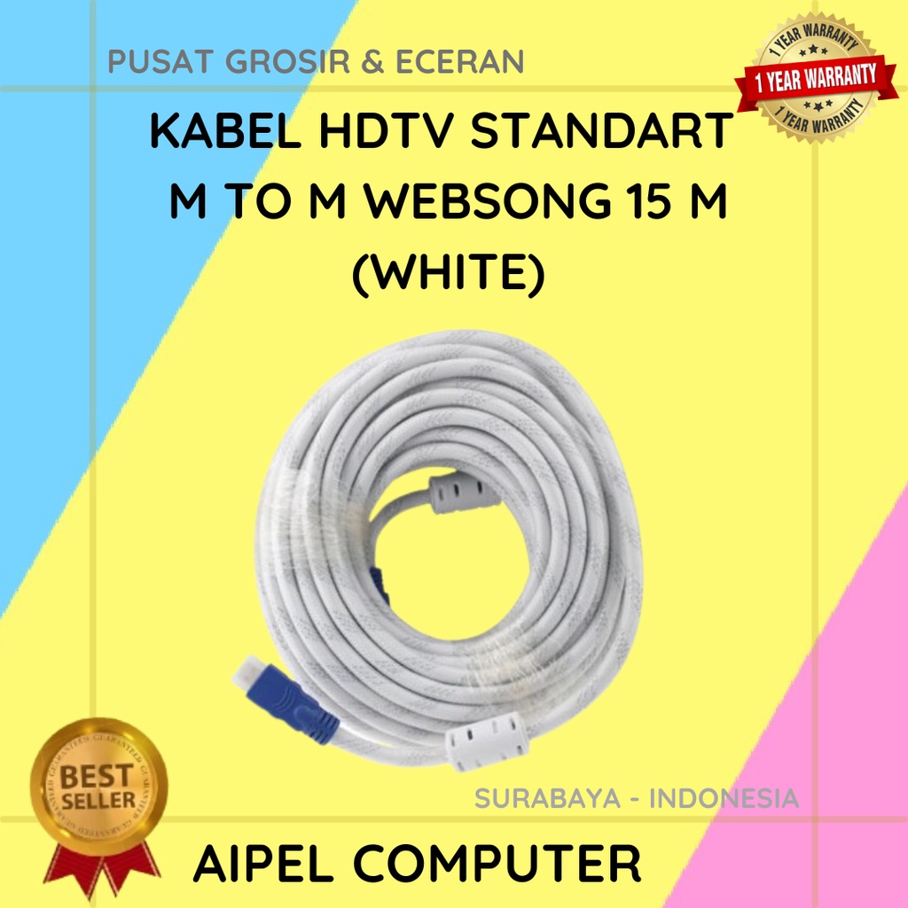 KHW15 | KABEL HDTV STANDART MALE TO MALE WEBSONG 15 M (WHITE)