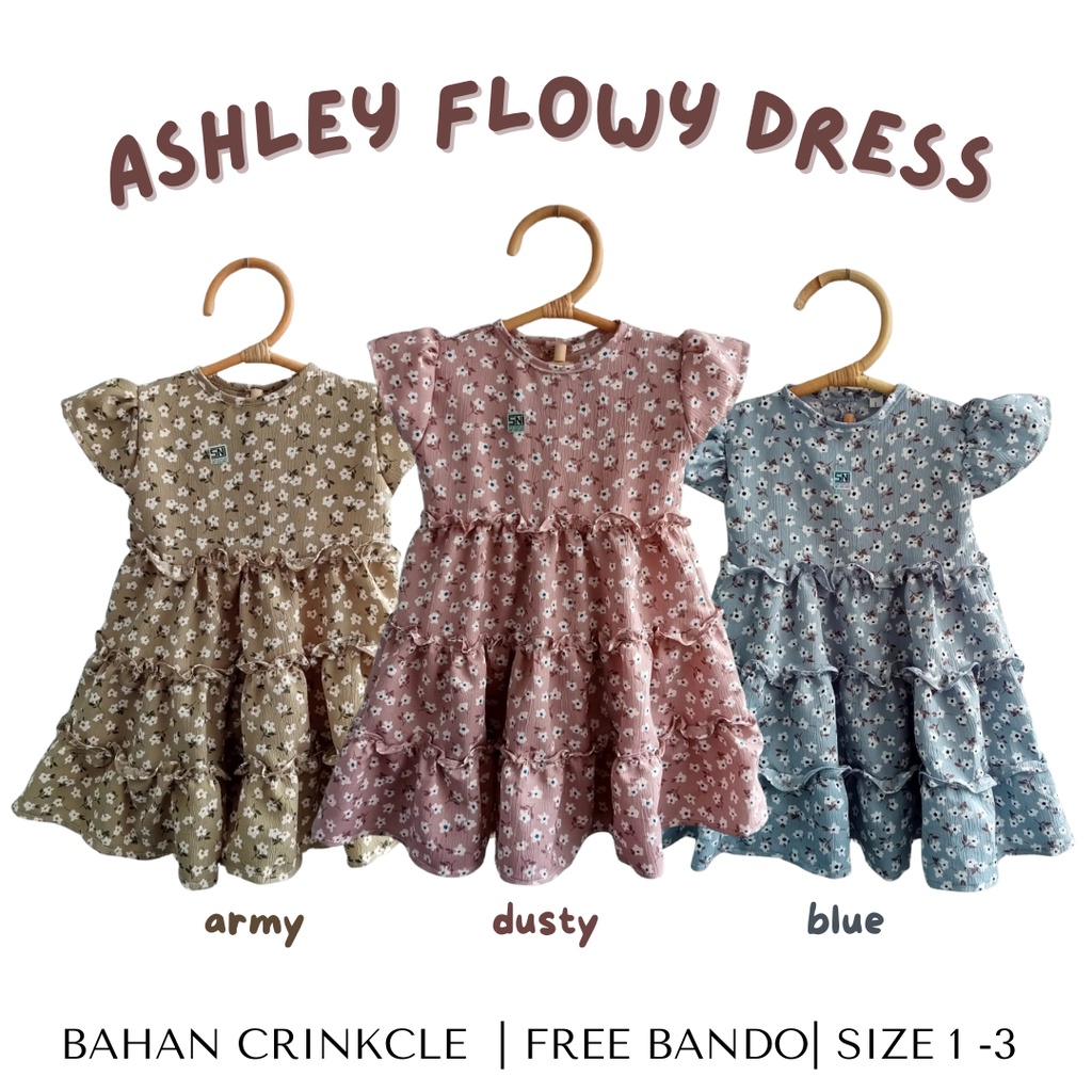 dress balita perempuan 1-3 tahun dress newborn anak perempuan baby ashley flowy DRESS dress balita anak perempuan